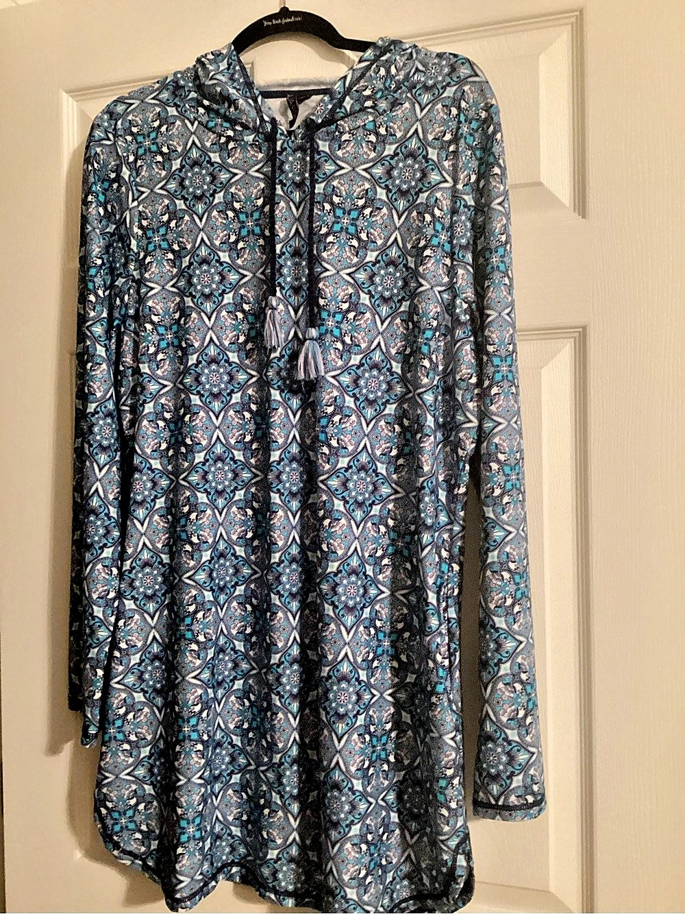 Geometric Mini Dress in Blue & Black Like New
